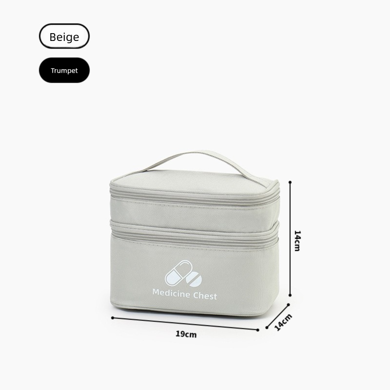 Beige Compact Double-Layer Medicine Storage Case â€“ Portable First Aid Organizer for Home, Travel & Emergency Use