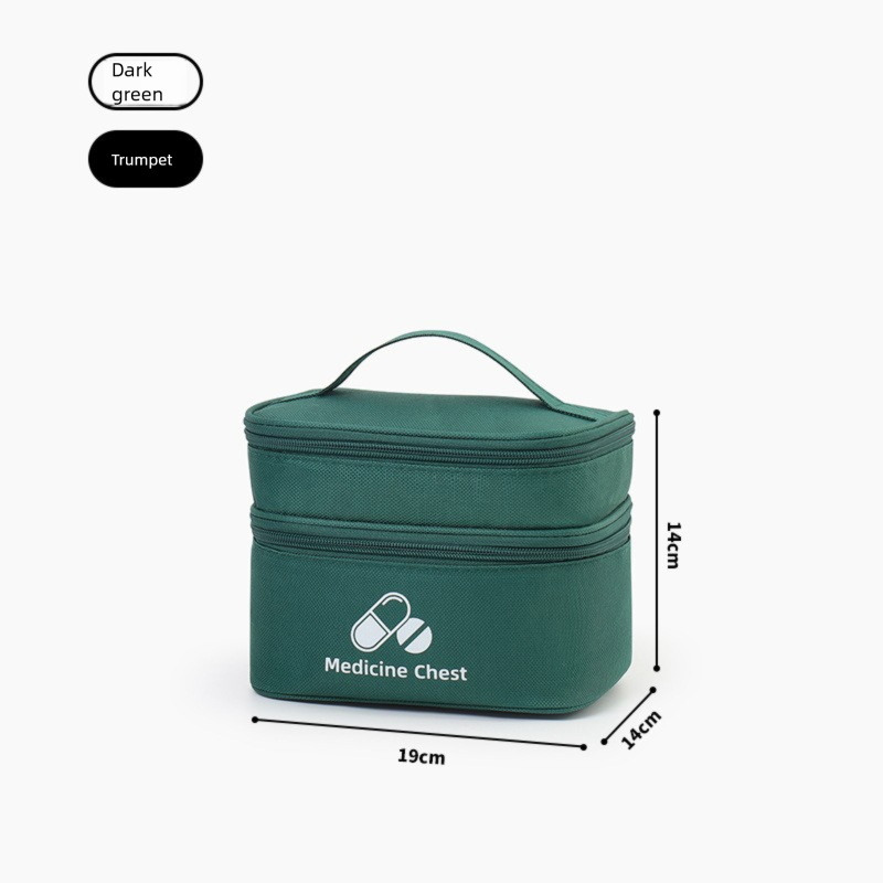 Green Compact Double-Layer Medicine Storage Case â€“ Portable First Aid Organizer for Home, Travel & Emergency Use
