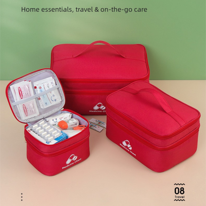Dark blue Compact Double-Layer Medicine Storage Case â€“ Portable First Aid Organizer for Home, Travel & Emergency Use