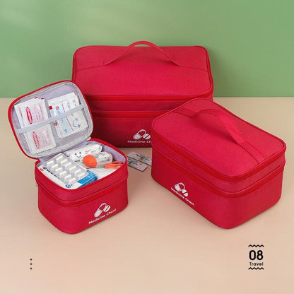 Red 3-Piece First Aid Organizer Set â€“ Small, Medium & Large Medicine Storage Cases (19/23/35cm) for Home & Travel
