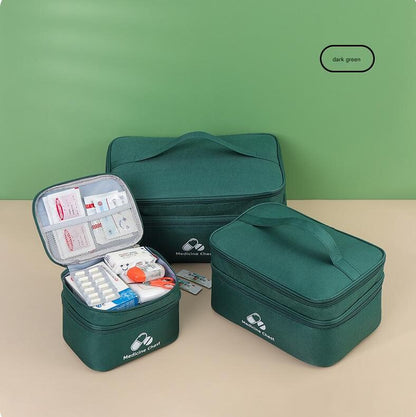 Green 3-Piece First Aid Organizer Set â€“ Small, Medium & Large Medicine Storage Cases (19/23/35cm) for Home & Travel