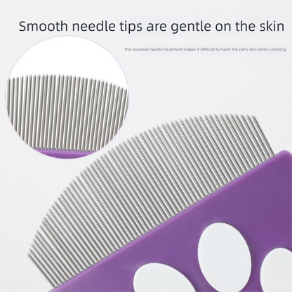 Purple Pet Grooming Comb â€“ Fine-Toothed Flea Remover with Non-Slip Grip for Cats and Dogs