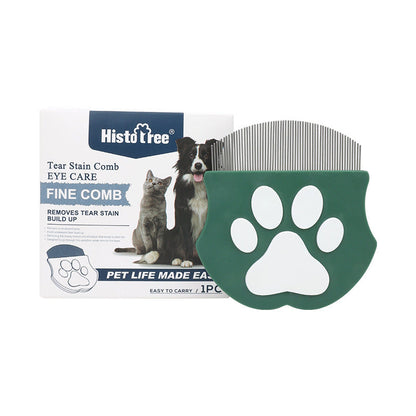 Olive green Pet Grooming Comb â€“ Fine-Toothed Flea Remover with Non-Slip Grip for Cats and Dogs