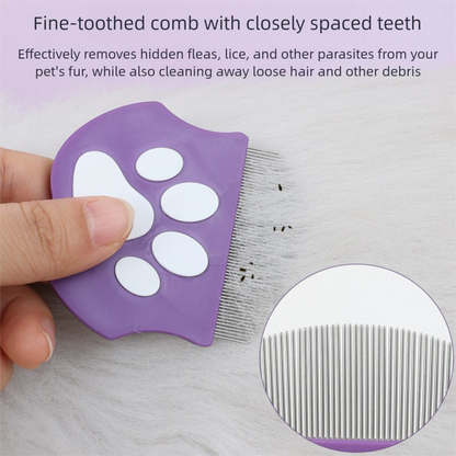Olive green Pet Grooming Comb â€“ Fine-Toothed Flea Remover with Non-Slip Grip for Cats and Dogs