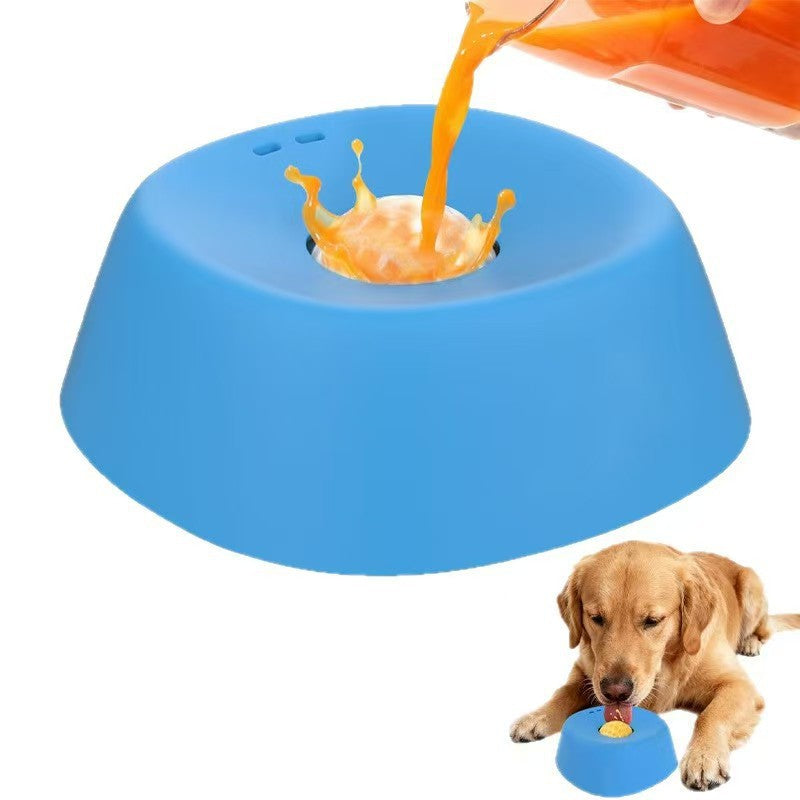 Black bowl and white ball Slow Feeding Dog Bowl with Built-In Rolling Ball â€“ Anti-Spill Pet Lick Dish for Healthy Eating Habits
