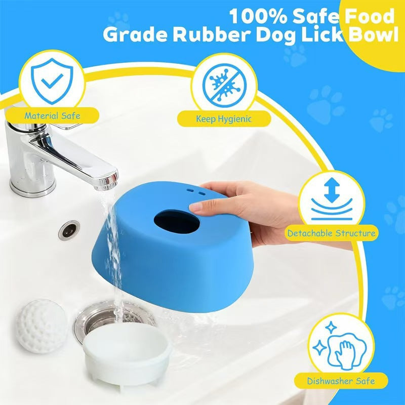 Black bowl and white ball Slow Feeding Dog Bowl with Built-In Rolling Ball â€“ Anti-Spill Pet Lick Dish for Healthy Eating Habits
