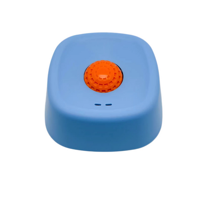 Blue bowl, orange ball Slow Feeding Dog Bowl with Built-In Rolling Ball â€“ Anti-Spill Pet Lick Dish for Healthy Eating Habits