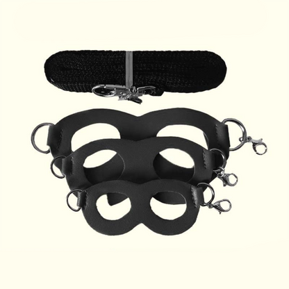 2-Pack Black Small Mammal Harness Set â€“ 6 Pcs (S/M/L Ã—2) + 2Ã—1.5m Leashes for Secure Outdoor Handling