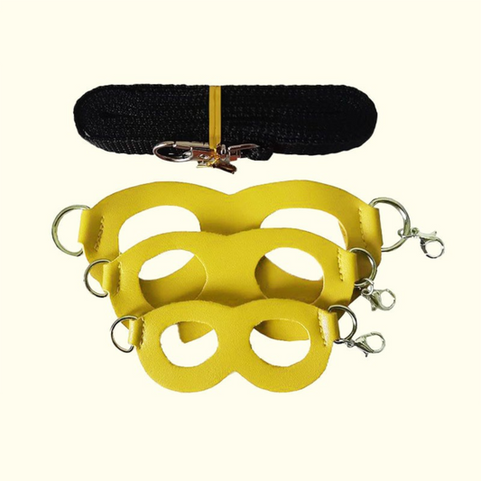 2-Pack yellow Small Mammal Harness Set â€“ 6 Pcs (S/M/L Ã—2) + 2Ã—1.5m Leashes for Secure Outdoor Handling
