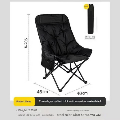 Black Fixed High-Back Folding Chair â€“ 46cm Wide Seat, 90cm Height, 250kg Load Capacity with Carry Bag