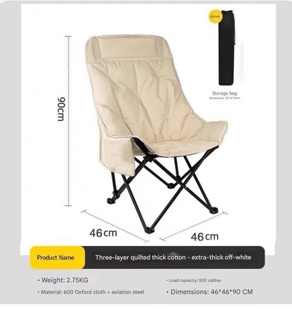 White Fixed High-Back Folding Chair â€“ 46cm Wide Seat, 90cm Height, 250kg Load Capacity with Carry Bag