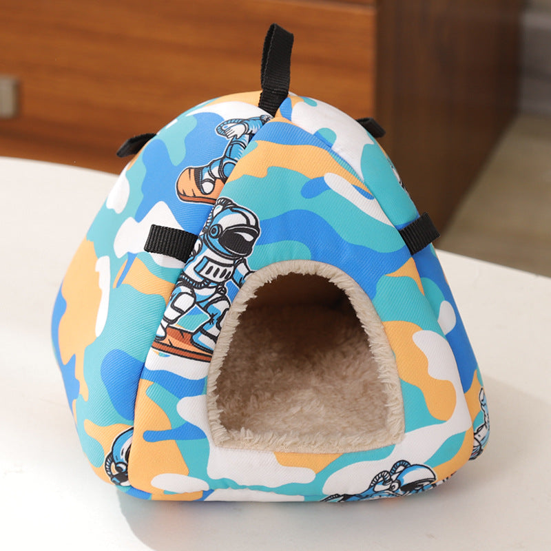 Graffiti Space Soft Shelter for Small Mammals â€“ Hanging & Floor Use, Waterproof Surface, Easy Clean(Size: S)