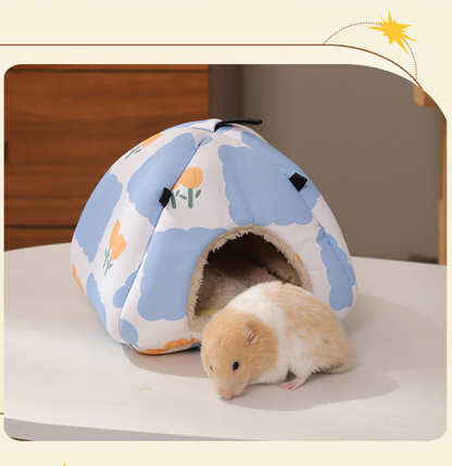 Cartoon cat Soft Shelter for Small Mammals â€“ Hanging & Floor Use, Waterproof Surface, Easy Clean(Size: S)