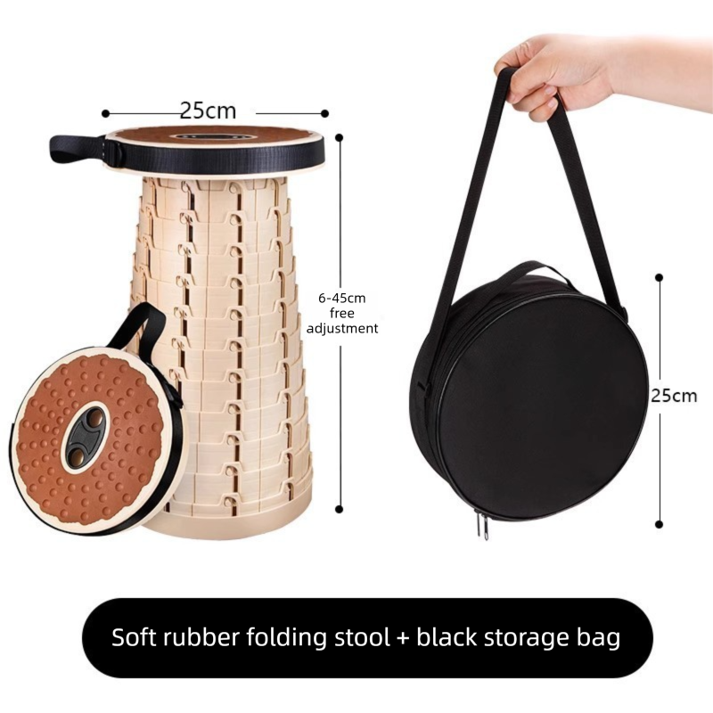 Adjustable Folding Stool â€“ Portable, Height-Regulatable Seat with Carry Bag for Outdoor Use