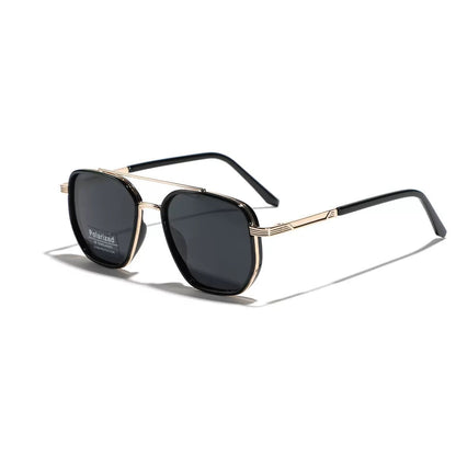 Gold and black Rectangular Sunglasses â€“ Classic Frame Design with Adjustable Nose Pads for Daily Wear