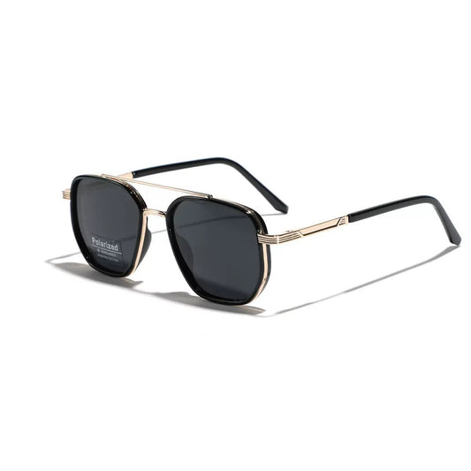 Gold and black Rectangular Sunglasses â€“ Classic Frame Design with Adjustable Nose Pads for Daily Wear