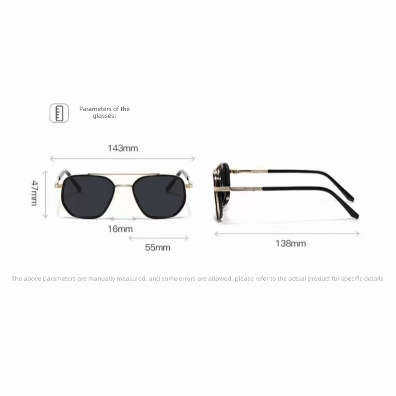 Gold and black Rectangular Sunglasses â€“ Classic Frame Design with Adjustable Nose Pads for Daily Wear