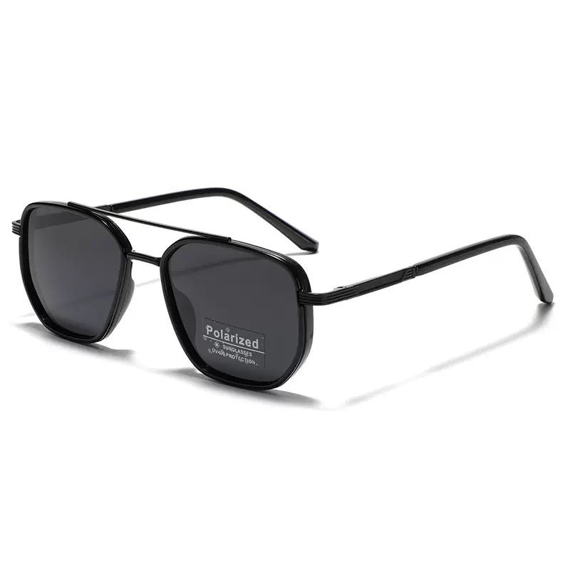 Matte black Rectangular Sunglasses â€“ Classic Frame Design with Adjustable Nose Pads for Daily Wear