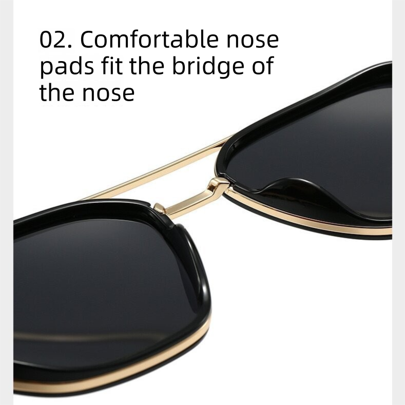 Matte black Rectangular Sunglasses â€“ Classic Frame Design with Adjustable Nose Pads for Daily Wear