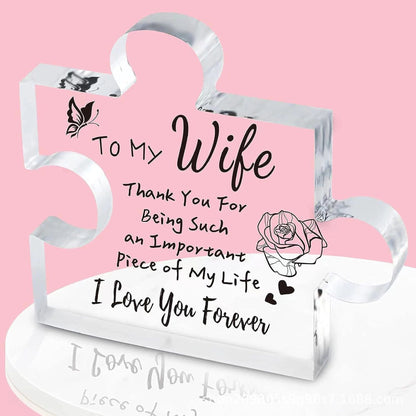 Interlocking Puzzle-Shaped Desktop Decor â€“ 10.5cm Square Display Piece for Home or Gifting(Wife)