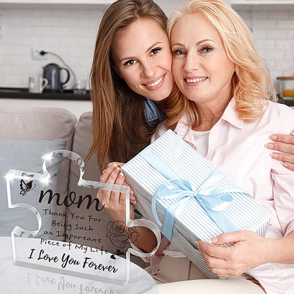 Interlocking Puzzle-Shaped Desktop Decor â€“ 10.5cm Square Display Piece for Home or Gifting(Grandma)