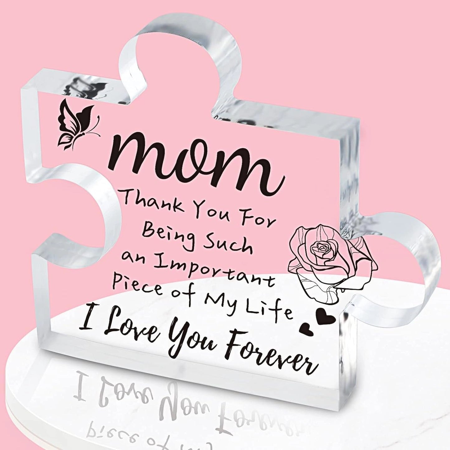 Interlocking Puzzle-Shaped Desktop Decor â€“ 10.5cm Square Display Piece for Home or Gifting(Mom)