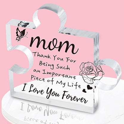Interlocking Puzzle-Shaped Desktop Decor â€“ 10.5cm Square Display Piece for Home or Gifting(Mom)