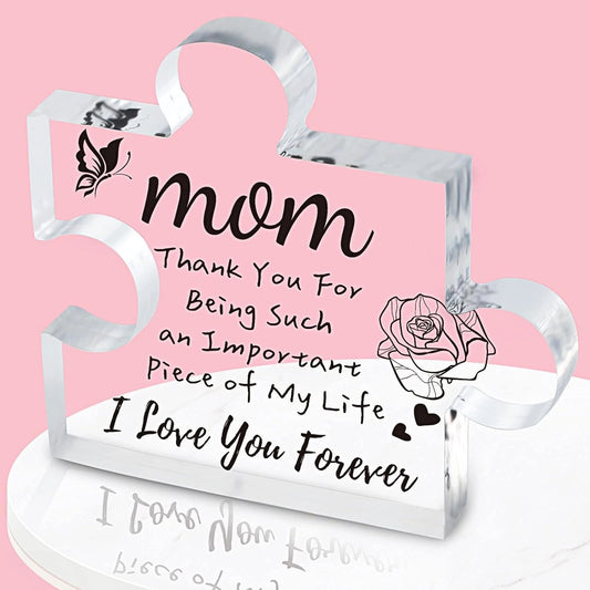 Interlocking Puzzle-Shaped Desktop Decor â€“ 10.5cm Square Display Piece for Home or Gifting(Mom)
