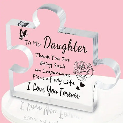 Interlocking Puzzle-Shaped Desktop Decor â€“ 10.5cm Square Display Piece for Home or Gifting(Daughter)