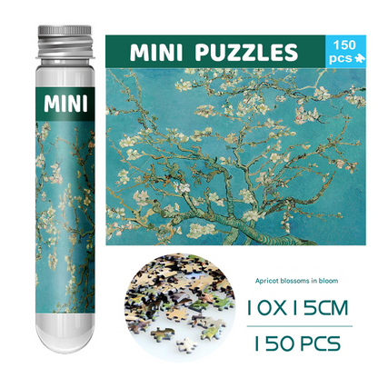 2 PCS 150-Piece Mini Puzzle in Reusable Tube â€“ Compact Jigsaw for Home or Travel, Frame Not Included(105-Apricot blossoms are in full bloom)