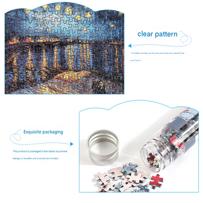 2 PCS 150-Piece Mini Puzzle in Reusable Tube â€“ Compact Jigsaw for Home or Travel, Frame Not Included(105-Apricot blossoms are in full bloom)