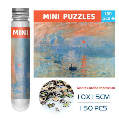 2 PCS 150-Piece Mini Puzzle in Reusable Tube â€“ Compact Jigsaw for Home or Travel, Frame Not Included(134-Sunrise Impressions)