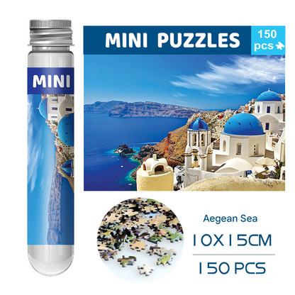 2 PCS 150-Piece Mini Puzzle in Reusable Tube â€“ Compact Jigsaw for Home or Travel, Frame Not Included(137-Aegean Sea)