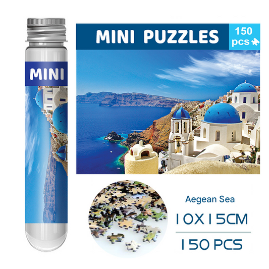 2 PCS 150-Piece Mini Puzzle in Reusable Tube â€“ Compact Jigsaw for Home or Travel, Frame Not Included(137-Aegean Sea)