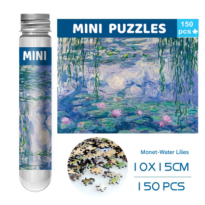 2 PCS 150-Piece Mini Puzzle in Reusable Tube â€“ Compact Jigsaw for Home or Travel, Frame Not Included(132-Water lily)
