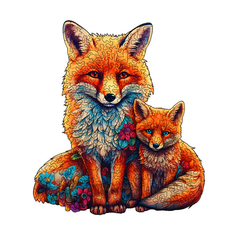 Irregular-Shaped Puzzle â€“ A3 Size (33Ã—43cm), 210-Piece Design, 4mm Thickness, Compact Packaging(A mother fox and her cub)