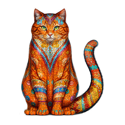 Irregular-Shaped Puzzle â€“ A3 Size (33Ã—43cm), 210-Piece Design, 4mm Thickness, Compact Packaging(Colourful Ceramic Cat)