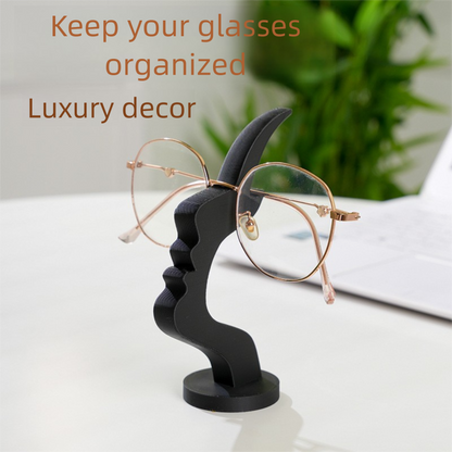 Black and white two pieces Desktop Eyeglass Holder â€“ Minimalist Design for Home or Office, Stable Display Stand with Rounded Base
