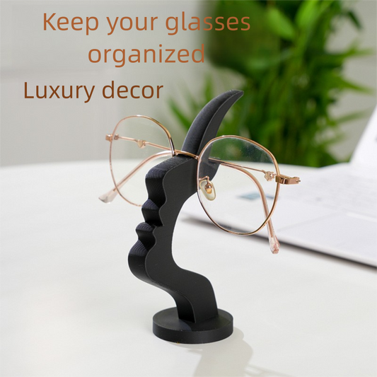 Black and white two pieces Desktop Eyeglass Holder â€“ Minimalist Design for Home or Office, Stable Display Stand with Rounded Base