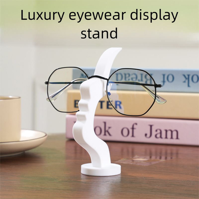 Black and white two pieces Desktop Eyeglass Holder â€“ Minimalist Design for Home or Office, Stable Display Stand with Rounded Base