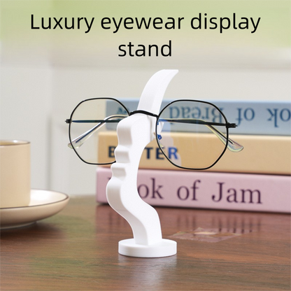 Black and white two pieces Desktop Eyeglass Holder â€“ Minimalist Design for Home or Office, Stable Display Stand with Rounded Base