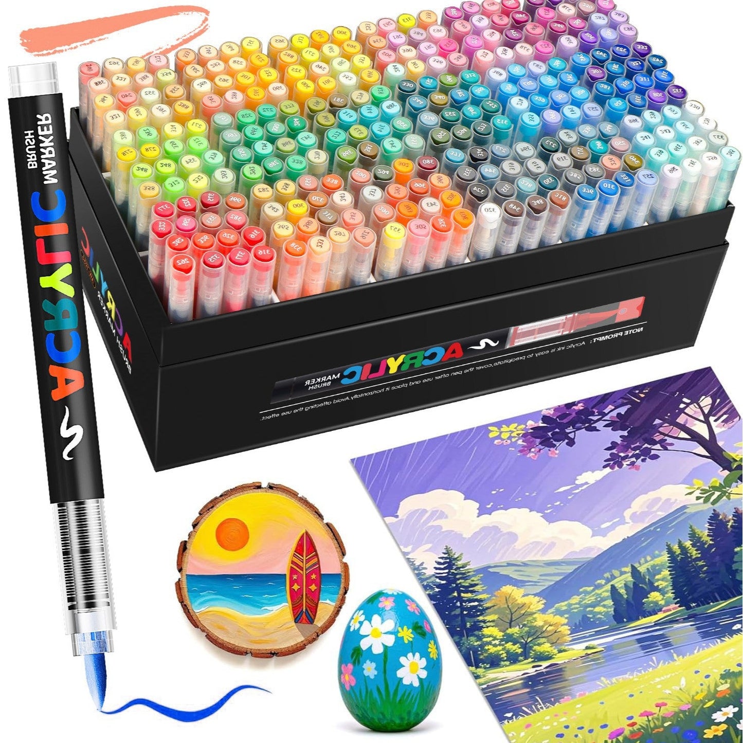 Acrylic Brush Marker â€“ 24-Pack, Water-Based Ink, Flexible Tip, for Multi-Surface Art and Labeling