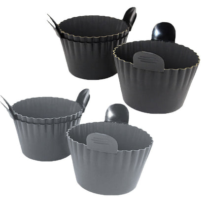 Silicone Egg Poaching Mold â€“ 6-Pack (3 Gray + 3 Black), Heat-Resistant with Side Handles for Air Fryer, Oven and Microwave