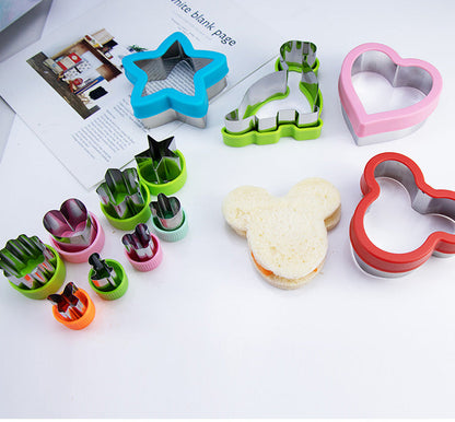 Stainless Steel Food Cutter Set â€“ 12-Piece, Multi-Shape, with PP Press Cover for Sandwich, Cookie, Fruit and Vegetable Use(A)