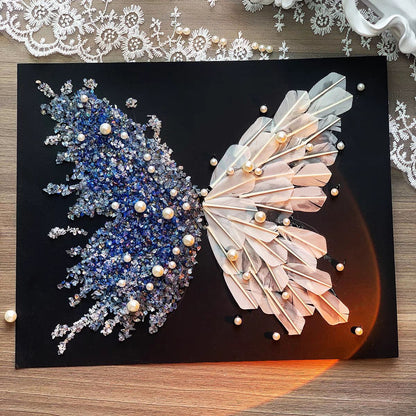 Crystal Feather Butterfly DIY Craft Kit â€“ Handmade Art Material Set with Natural Feathers, Beads and Frame for Home Decoration or Gift Making