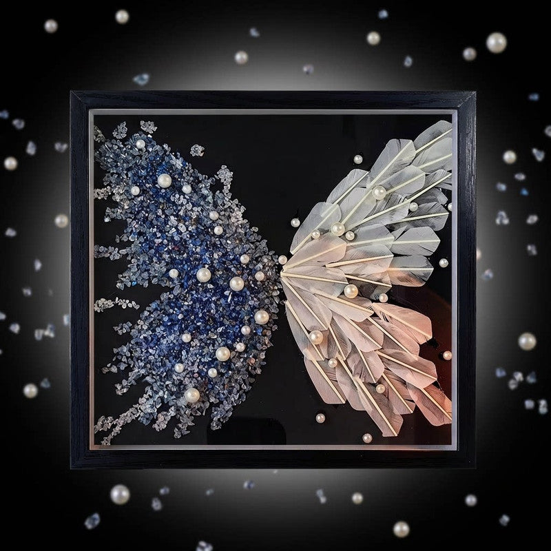 Crystal Feather Butterfly DIY Craft Kit â€“ Handmade Art Material Set with Natural Feathers, Beads and Frame for Home Decoration or Gift Making