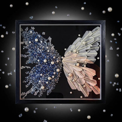 Crystal Feather Butterfly DIY Craft Kit â€“ Handmade Art Material Set with Natural Feathers, Beads and Frame for Home Decoration or Gift Making