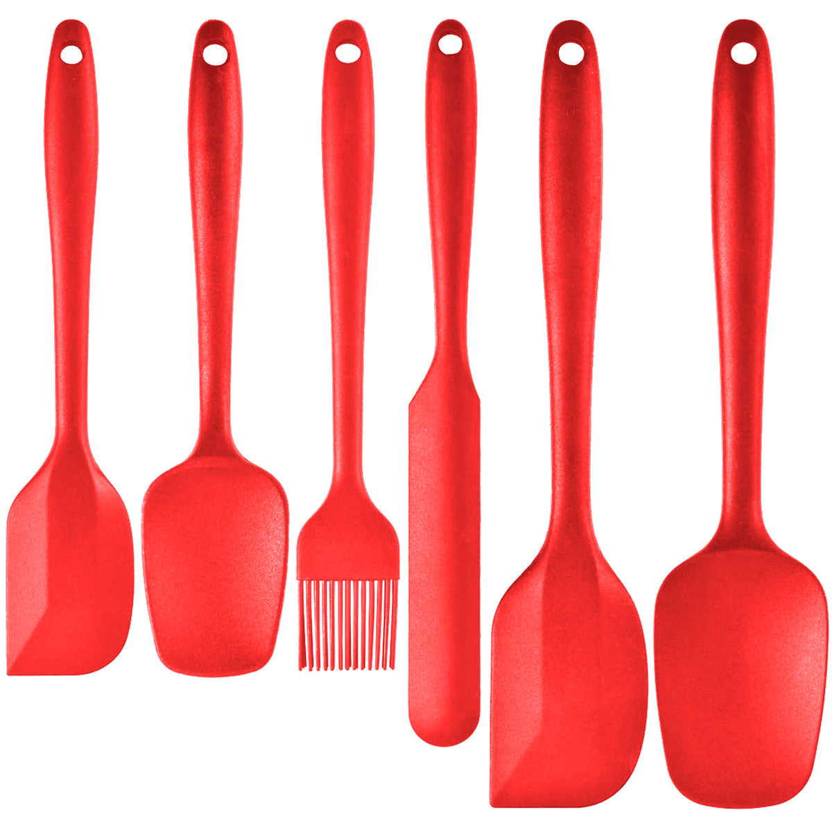 6-Piece Red Silicone Spatula Set â€“ Heat-Resistant, Non-Scratch Kitchen Tools with Integrated Metal Reinforcement, Dishwasher Safe, for Cooking, Mixing, and Baking