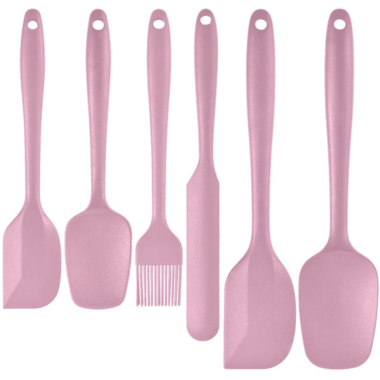6-Piece Pink Silicone Spatula Set â€“ Heat-Resistant, Non-Scratch Kitchen Tools with Integrated Metal Reinforcement, Dishwasher Safe, for Cooking, Mixing, and Baking