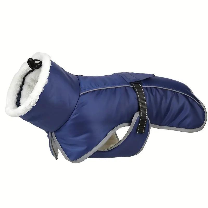 Blue Dog Winter Jacket â€“ Warm, Windproof & Waterproof Pet Coat with Fleece Lining and Reflective Strips for Cold Weather(Size: 3XL)